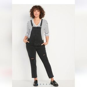 Topshop Moto Washed Black Faded Denim Crop Jeans Overalls sz 28